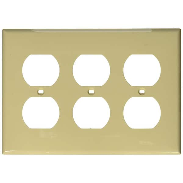 Leviton 3 Gang Ivory Duplex Outletreceptacle Nylon Standard Wall Plate 1 Pack 80730 I 80730 I 5650