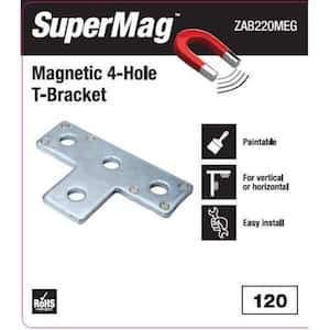 4-Hole Strut T-Bracket Silver Galvanized with Magnets - Strut Fitting