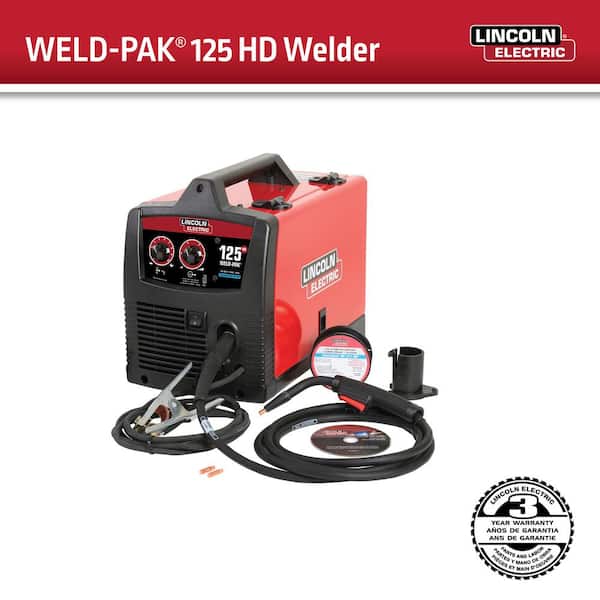 Lincoln 125 Amp 115-Volt Weld-Pak 125 HD Flux-Cored Wire Welder with .035 in. Flux-Core Welding Wire (1 lb. K5365-15 - The Home