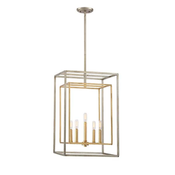 Savoy House Berlin 5-Light Argentum/Gold Candlestick Pendant Light