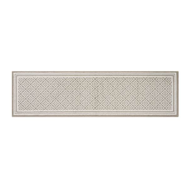 Isla 2-Tone Linen/Ivory 2 ft. x 8 ft. Tufted Geometric Polypropylene Area Rug