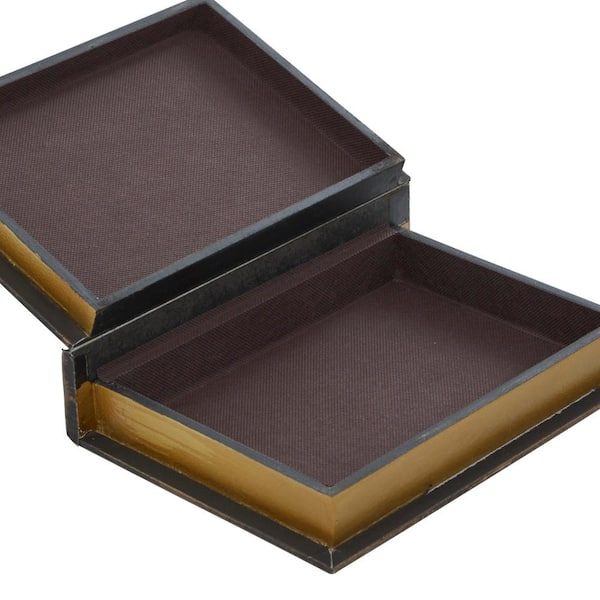 Rectangle Wood Faux Book Box with Faux Leather Detailing (Set of 3)