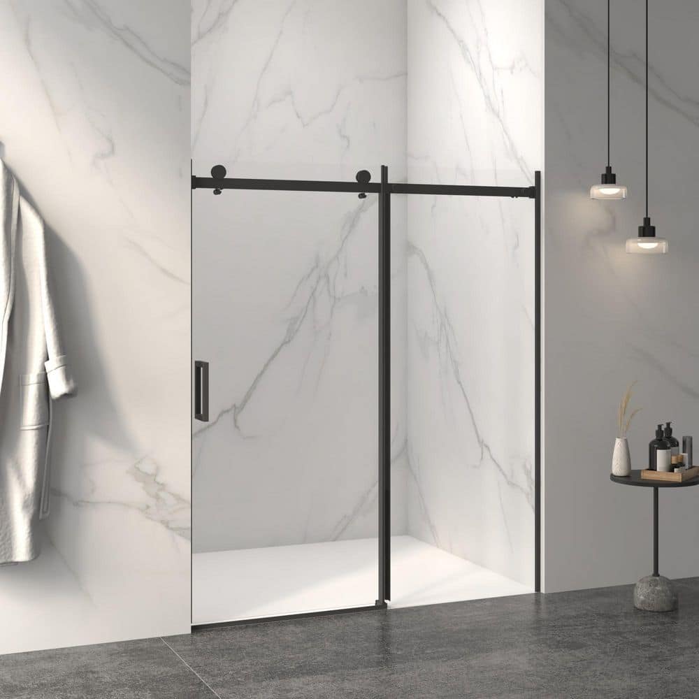56-60 in. W x 72 in. H Frameless Sliding Shower Door, 8mm SGCC Glass, Easy-Clean Coat, Matte Black price history on PriceWatchPro