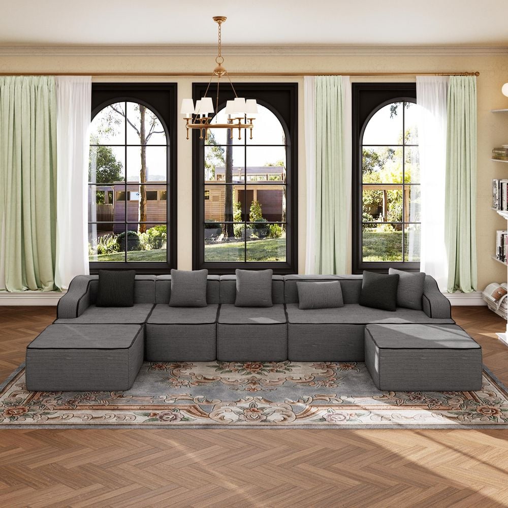 ウニコソファ PHI VILLA 163 in. W 6-Piece Corduroy Modular Sectional Sofa with