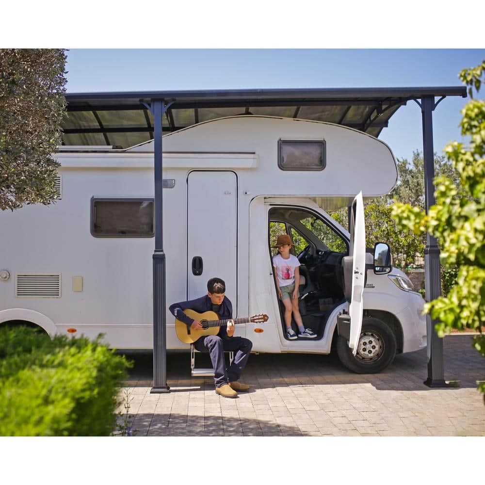 Alpine Gray 12' x 21' Polycarbonate and Steel Carport Kit