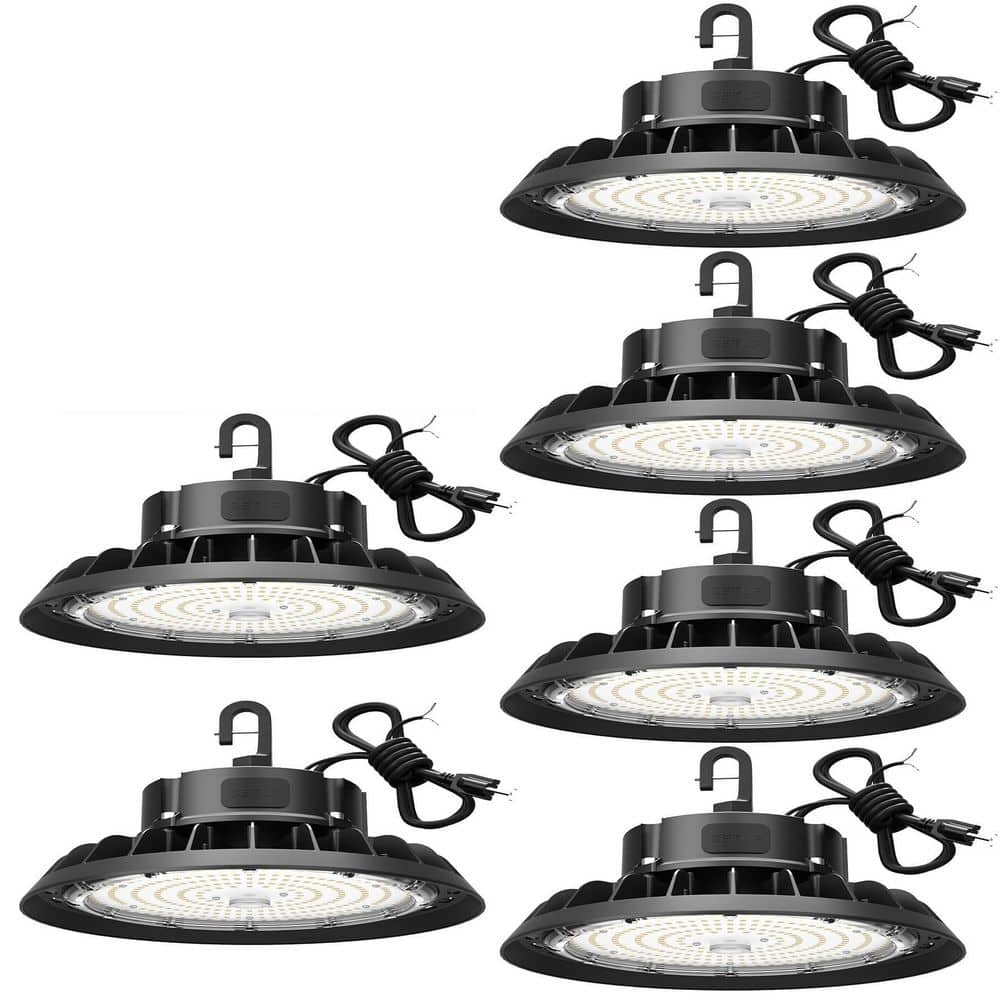 6-Pack 5 ft. 150-Watt Equivalent Integrated LED Dimmable Black High Bay Light with US Plug, Hanging Hook, Safe Rope price history on PriceWatchPro