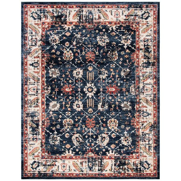 SAFAVIEH Charleston Navy/Ivory 9 ft. x 12 ft. Floral Area Rug