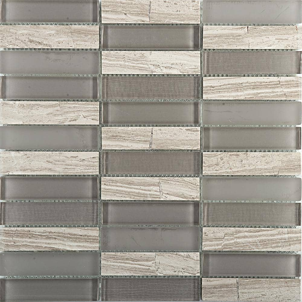 EMSER TILE Illumina Halo Glossy 11.73 in. x 11.73 in. x 8mm Glass Mesh ...