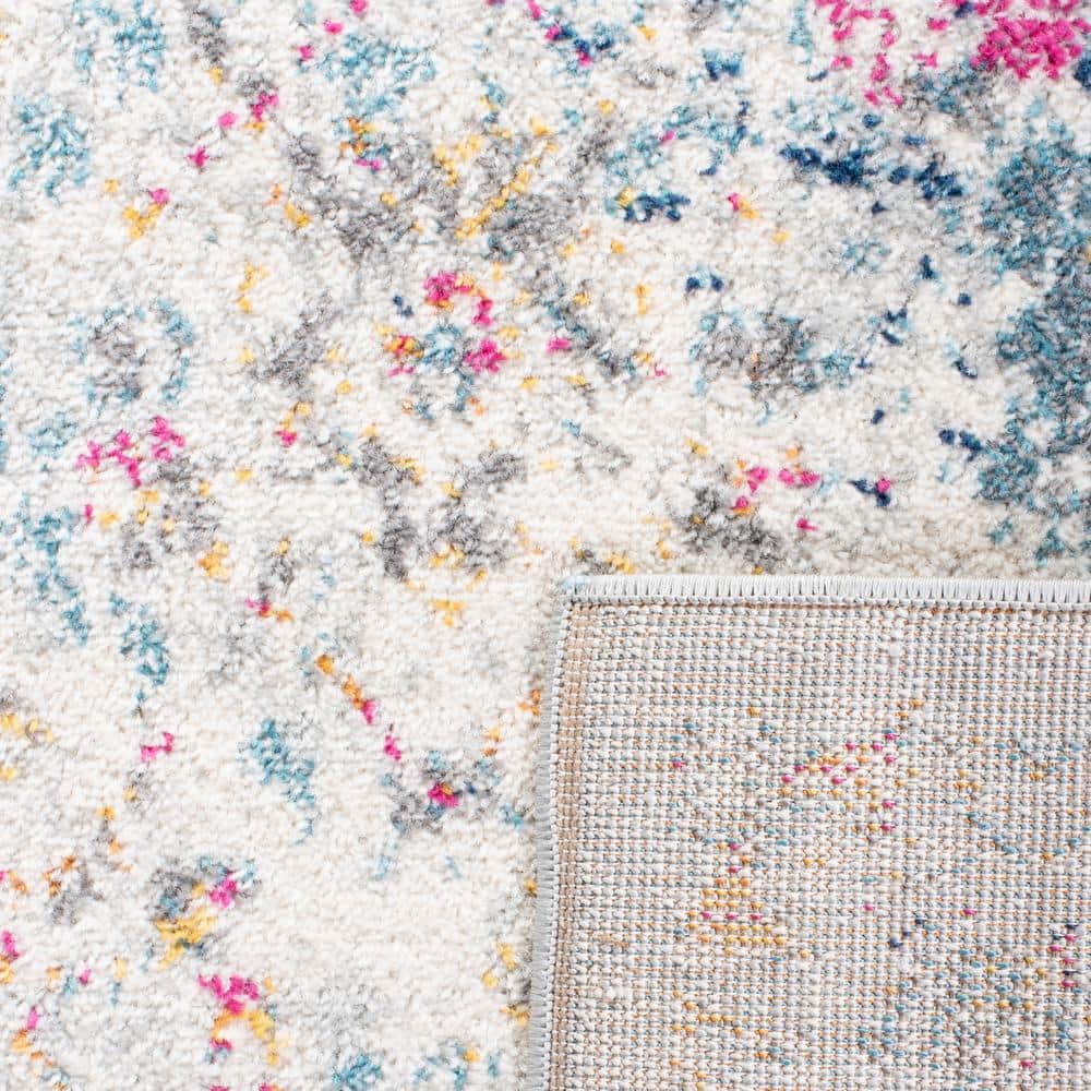 Gray Round Boho Chic Floral Medallion Rug