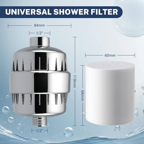 Universal 33-Stage Shower Filter Replacement Cartridge, Better Skin, Hair, and Nails, White