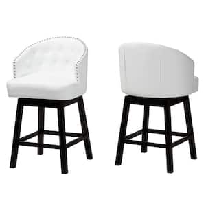 Theron 37.2 in. White and Espresso Brown Wood Frame Counter Height Bar Stool (Set of 2)