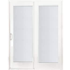 60 in. x 80 in. Woodgrain Interior, Smooth White Exterior Left-Hand Composite PG50 Sliding Patio Door, Built in Blinds