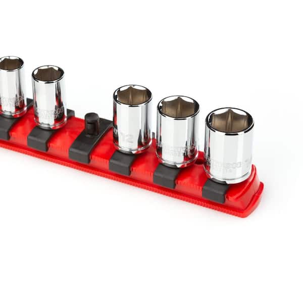 1/4 in. Drive x 8 in. Socket Rail, 13 Clips, Red