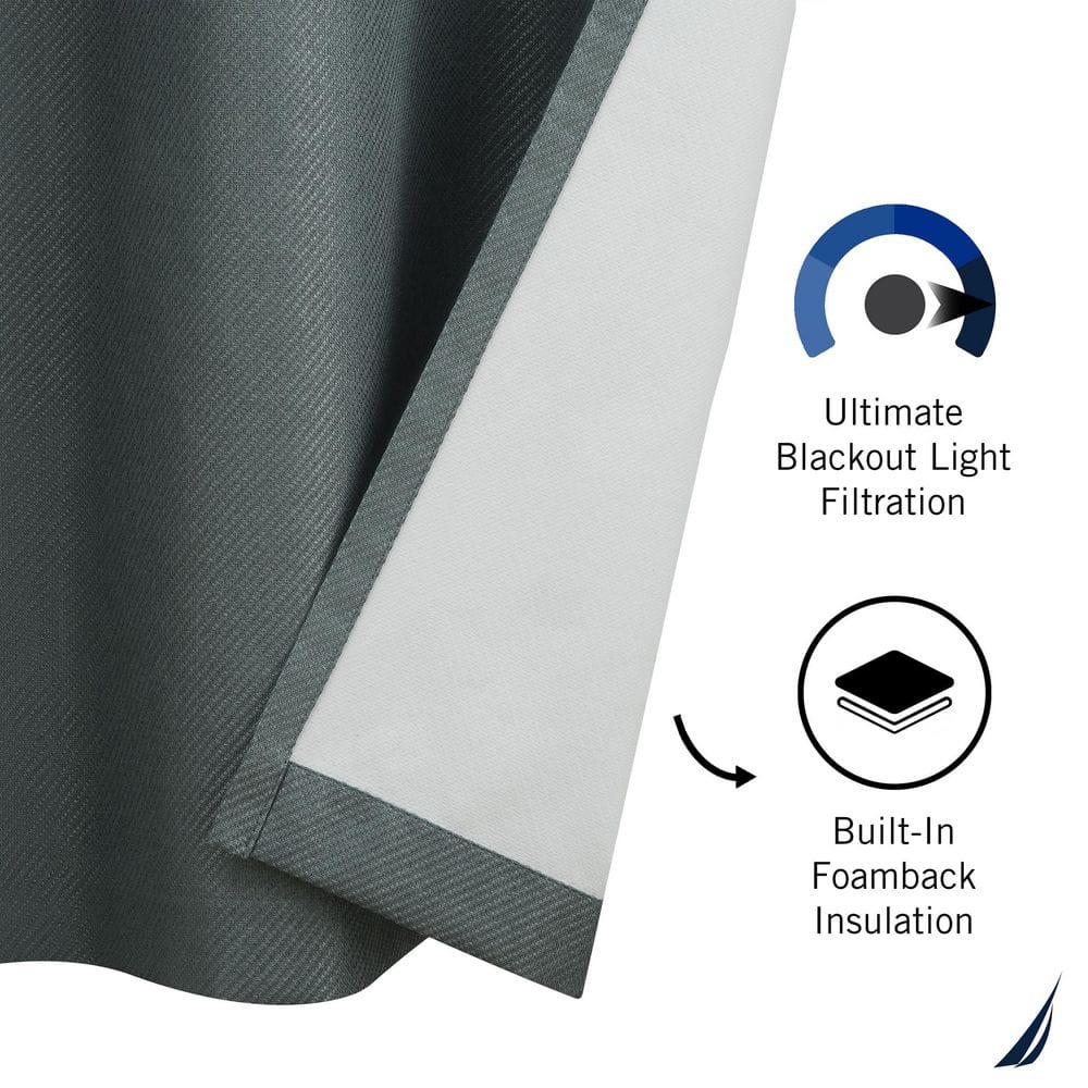 Charcoal Blackout Polyester Grommet Window Panels, 52" x 108"