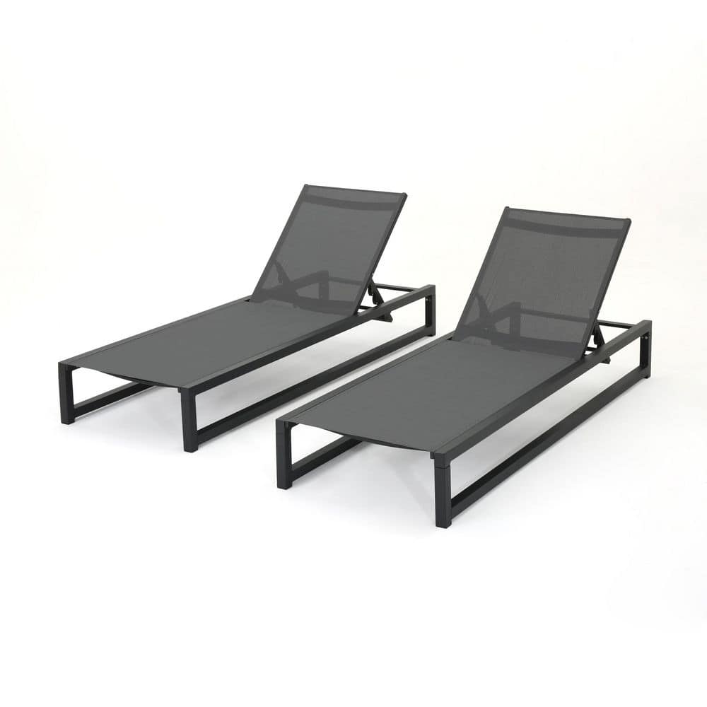 5-Level Black Adjustable 2-Piece Outdoor Chaise Lounge with Durable Aluminum Frame and Light Gray Textilene Mesh price history on PriceWatchPro