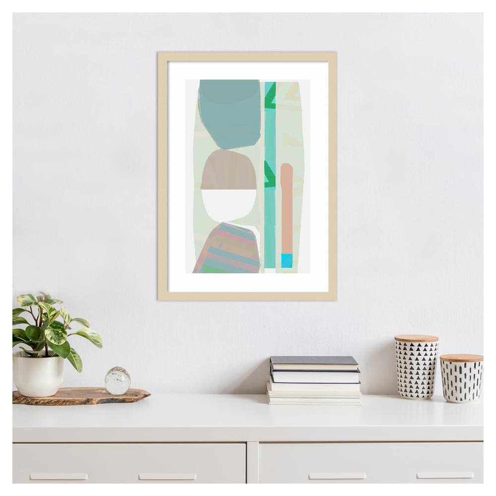 Blue Stones I Natural Wood Framed Abstract Wall Art Print