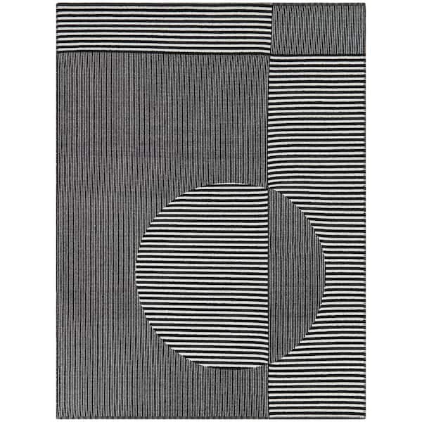 Webb Black 8 ft. x 10 ft. Striped Area Rug