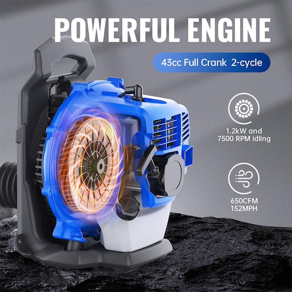 BADGER Super-Duty 190 MPH 550 CFM 43 cc Gas Full Crank 2-Cycle Back Pack Leaf Blower