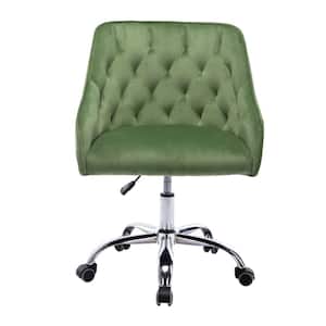 Green Modern Leisure Velvet Upholstered Swivel Task Chair