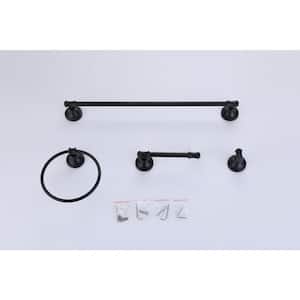 Classic 4-Pieces Bath Hardware Set with Towel Ring Included Mounting Hardware in Matte Black