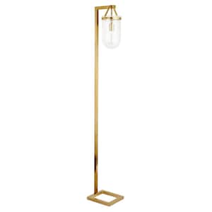 68 in. Gold 1 1-Way (On/Off) Arc Floor Lamp for Living Room with Glass Dome Shade