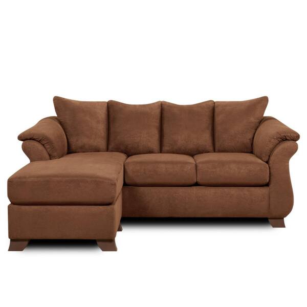 Chelsea Home Furniture Payton Aruba Chocolate Polyester 4-Seater L-Shaped Right-Facing Chaise Sectional Sofa with Wood Legs