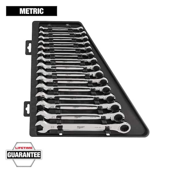Metric Ratcheting Combination Wrench Set (15-Piece)