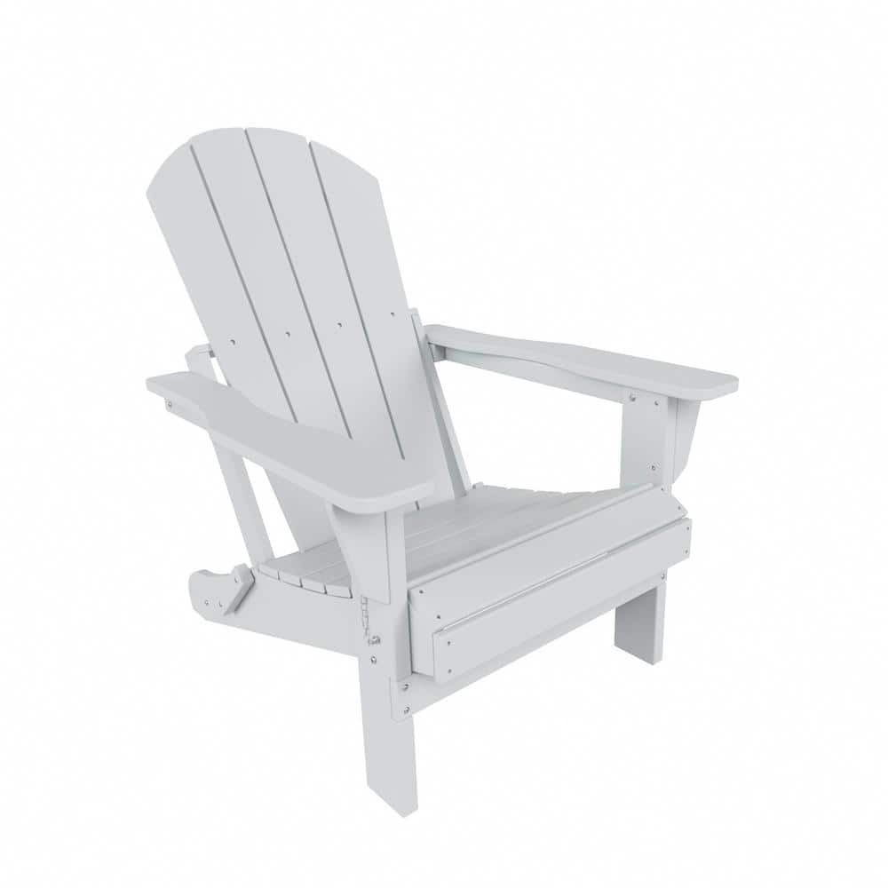Braxton Folding Plastic Adirondack Chair  White