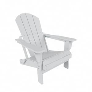 Addison Poly Plastic Folding Outdoor Patio Traditional Adirondack Lawn Chair in White