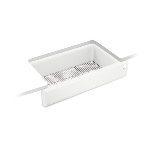 KOHLER Cairn 34 in. Undermount Single Bowl Matte White Engineered Stone Kitchen Sink