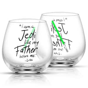 Star Wars New Hope Luke Skywalker Green Lightsaber 15 oz. Stemless Drinking Glass (Set of 2)