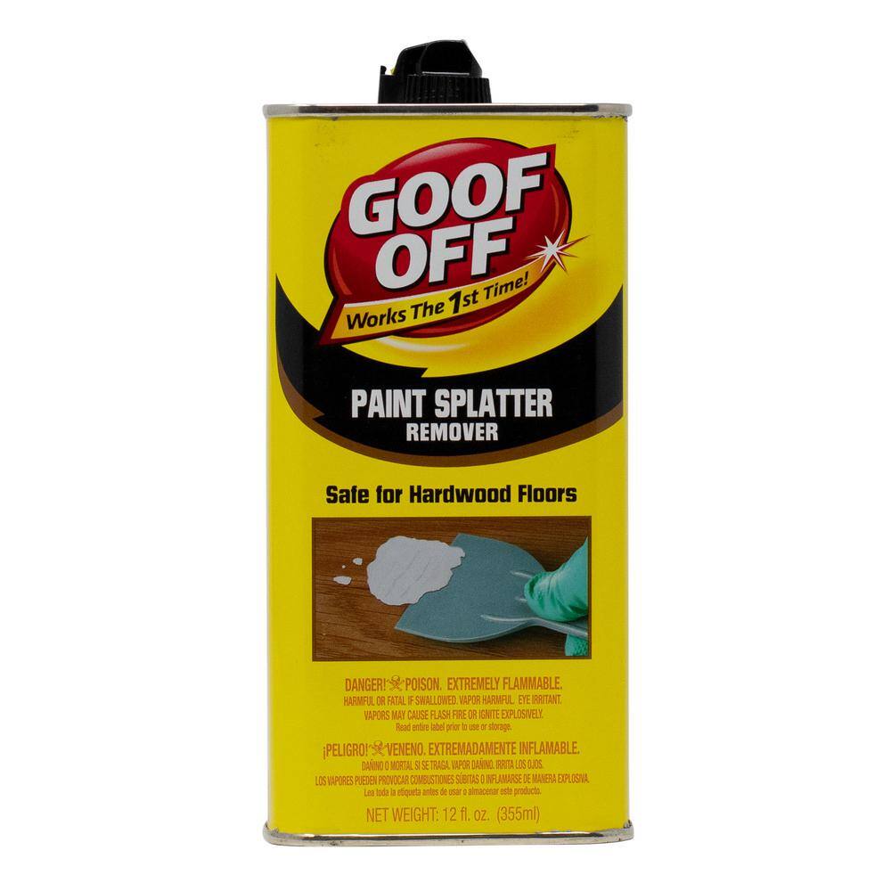 Goof Off 12 Oz Paint Splatter Remover, Remove Dried Latex Paint From Hardwood Floor