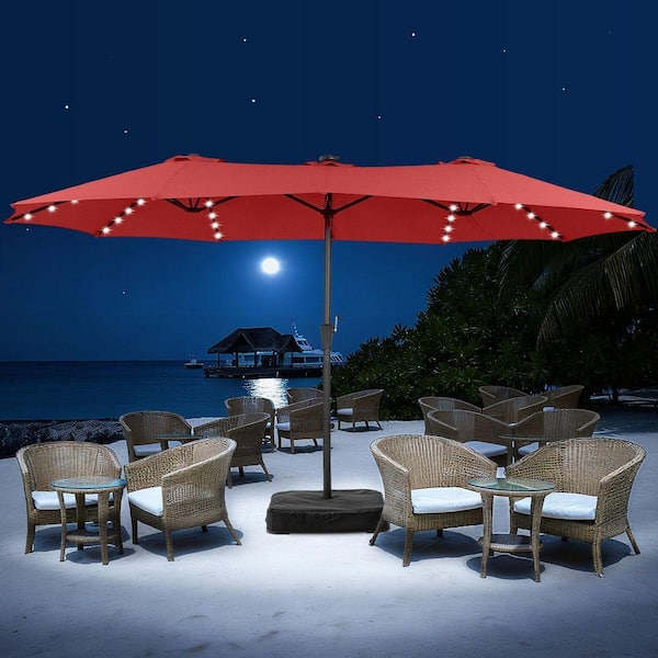 cantilever patio umbrella stand Clihome Outdoor Cantilever Umbrella Base Square Water and Sand Fillable Base-35 Inches in Black