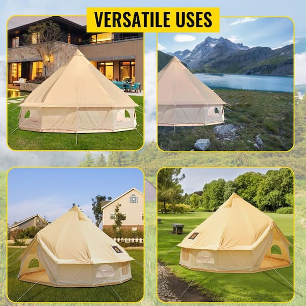 SKYSHALO 8-10 Person Canvas Glamping Bell Tent, Breathable