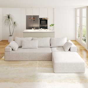 108 in. 2-piece Polyester L Shaped Modern Upholstered Sectional Sofa Free Combination Sofa Couch in. Beige
