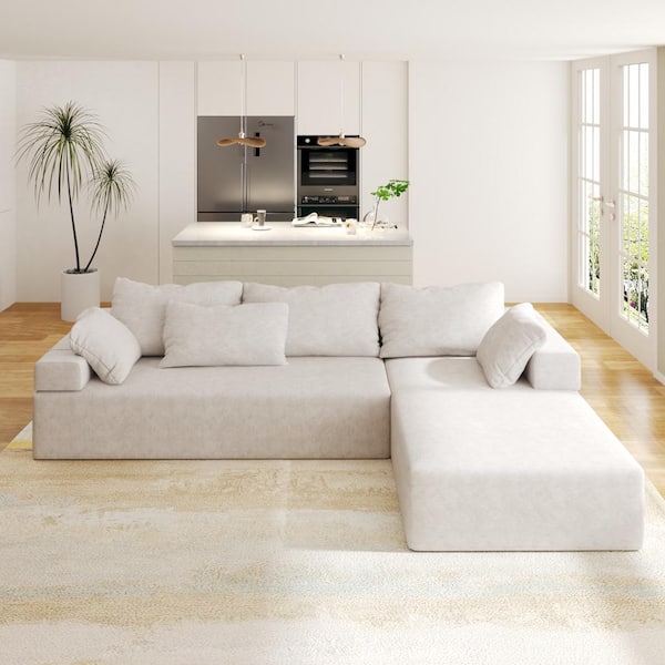 Unbranded 108 in. 2-piece Polyester L Shaped Modern Upholstered Sectional Sofa Free Combination Sofa Couch in. Beige