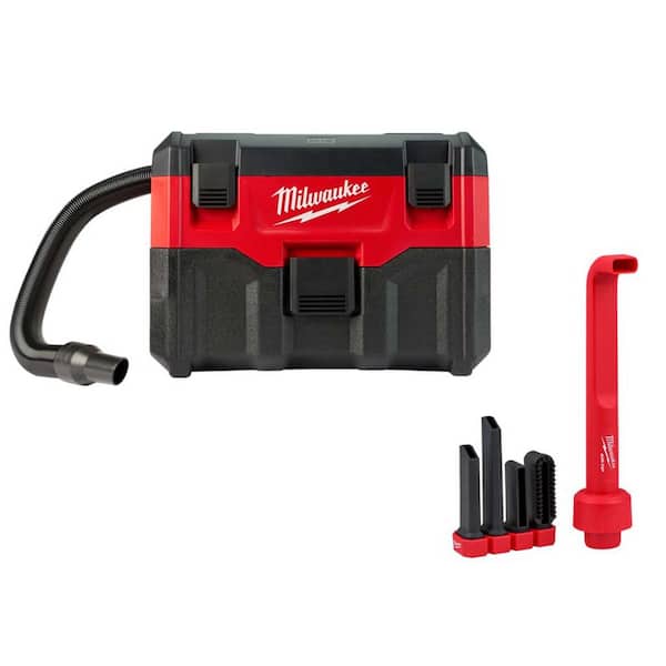 Milwaukee M18 18-Volt 2 Gal. Lithium-Ion Cordless Wet/Dry Vacuum and AIR-TIP 4-IN-1 Right Angle Tool Wet/Dry Vacuum Attachment