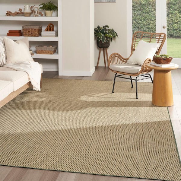 Courtyard Green 10 ft. x 14 ft. All-Over Design Contemporary Area Rug