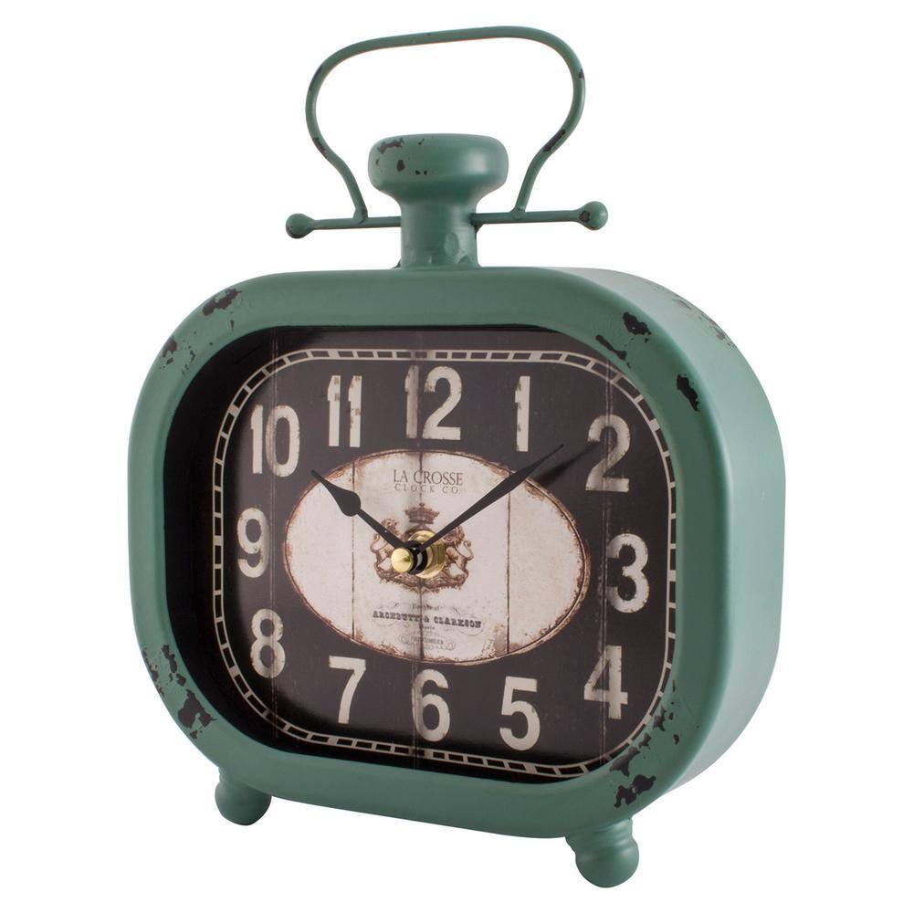 Distressed Teal Metal Wall Clock with Glass Lens