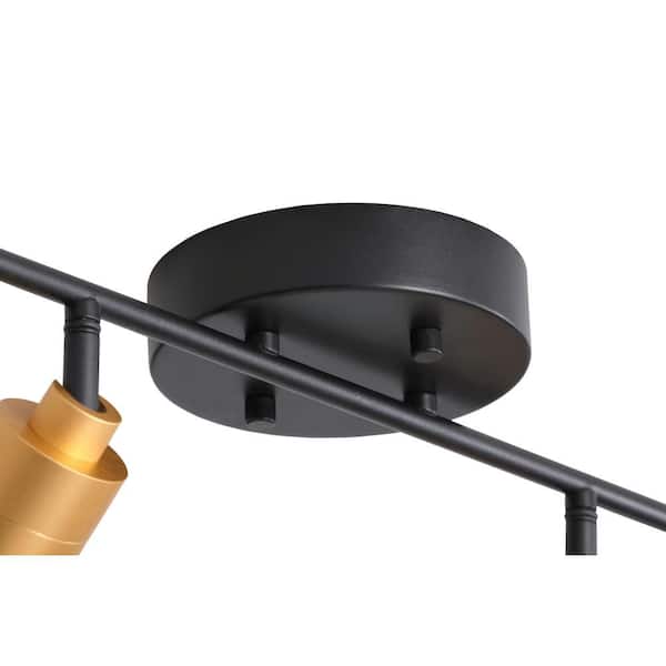 Shura 4-Light Black and Brass Integrated LED Track Light w/ Rotatable Heads, 3 ft. Track Lighting Kit, 3000k, 2240 Lumen