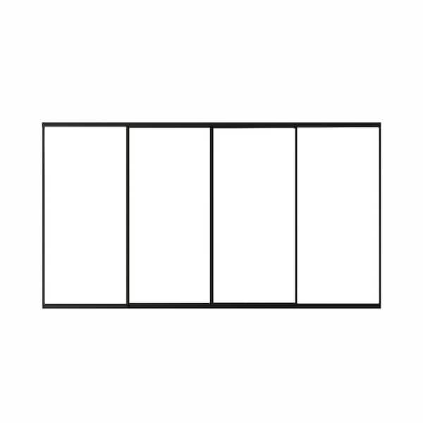 120 in. x 80 in. 1-Lite Black Clear Glass Aluminum Frame Finished Closet Sliding Door with Hardware Kit