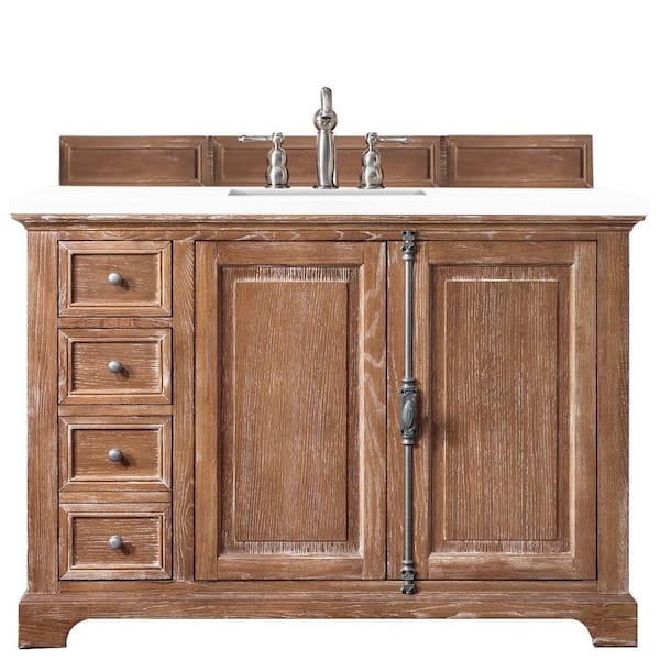 James Martin Vanities Providence 48 in. W x 23.5 in.D x 34.3 in.H Single Vanity in Driftwood with Quartz Top in Classic White