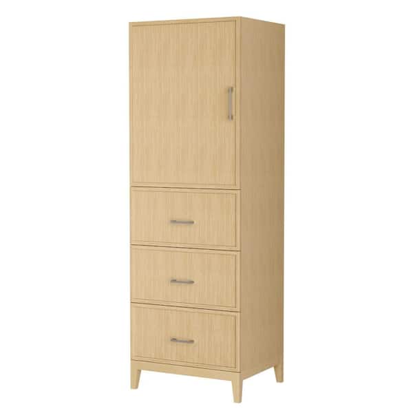 Elan 23.75 in. W x 20 in. D 71.25 in. H Beige Freestanding Linen Cabinet with Hardware in White Oak
