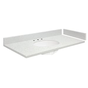 24.75 in. W x 22.25 in. D Quartz Vanity Top in Milan White with White Basin and Widespread