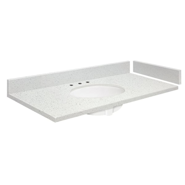 Transolid 25 in. W x 22.25 in. D Quartz Vanity Top in Milan White with Widespread