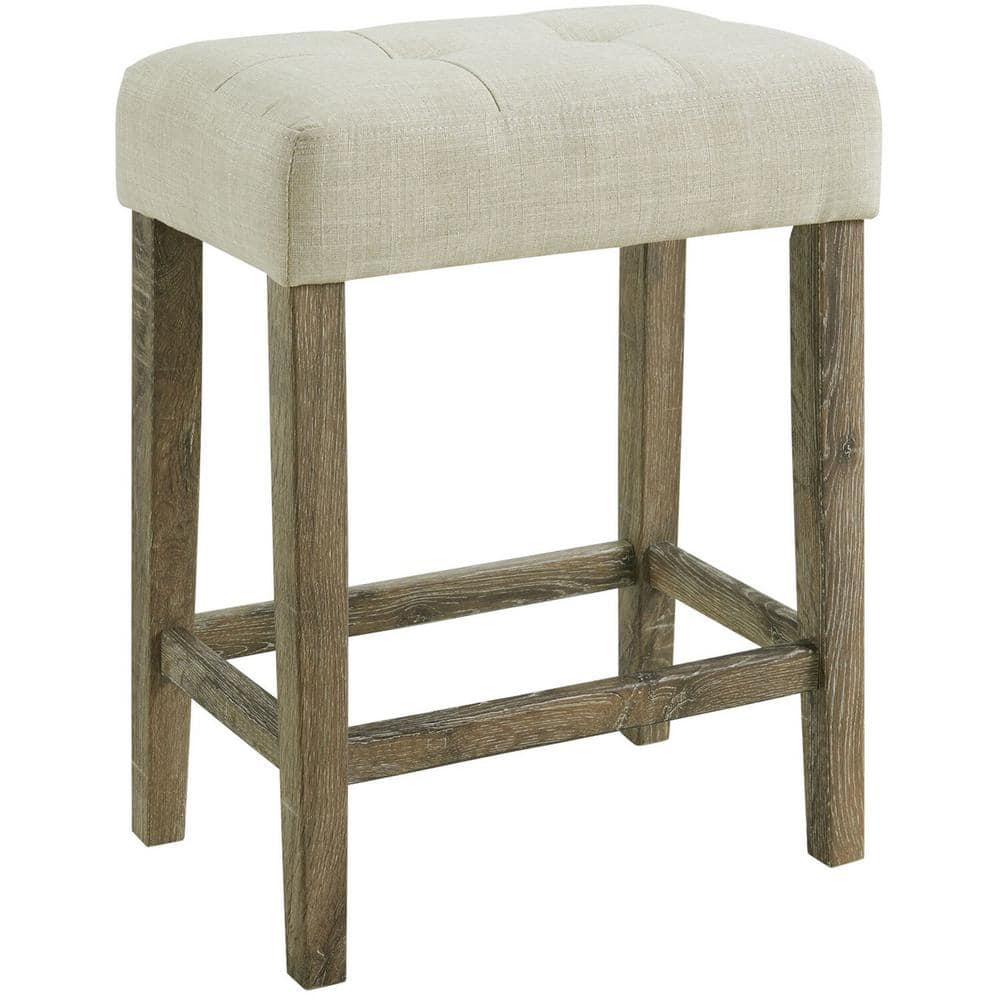 Rustic Cream 4-Piece High-Top Pub Set with Upholstered Stools