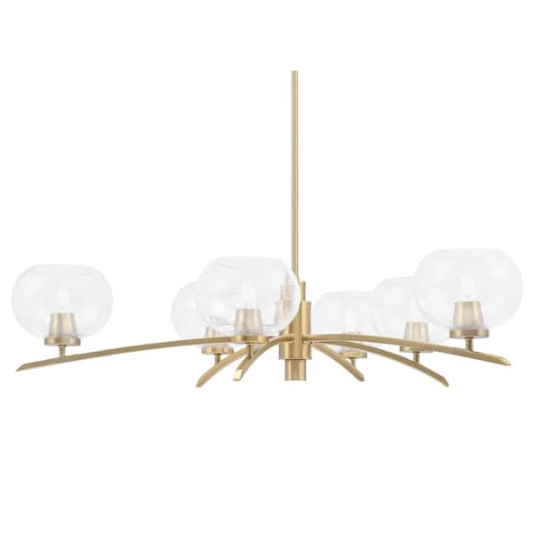 Unbranded Siena 32.5 in. 6 Light New Age Brass Chandelier with Clear Bubble Glass Shades
