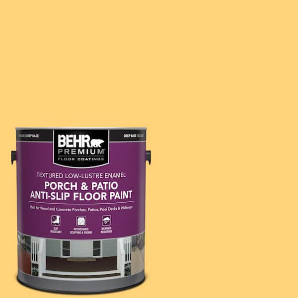 BEHR PREMIUM 1 gal. #P260-5 Yellow Jubilee Textured Low-Lustre Enamel Interior/Exterior Porch and Patio Anti-Slip Floor Paint