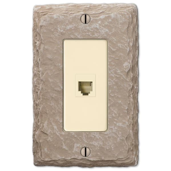 AMERELLE Faux Slate 1 Gang Phone Resin Wall Plate - Almond