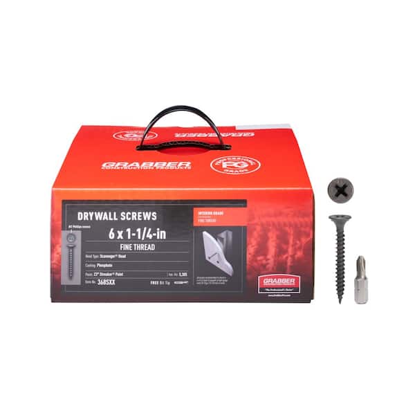 Grabber #6 x 1 1/4-in Phillips Scavenger Head Fine Thread Streaker Point Drywall to Metal Screws (8,000 qty box)